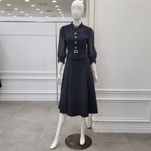 [미니멈]하이넥 쉬폰 배색 원피스 (MXCAWO7460 DV1)_IC