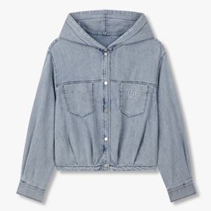 보브  (7155360800) 스냅 버튼 후디드 데님 블라우스