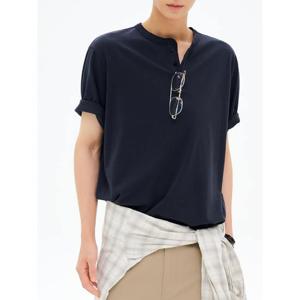 (455842LY2R) [에잇세컨즈] 데일리 헨리넥 반소매 티셔츠  네이비