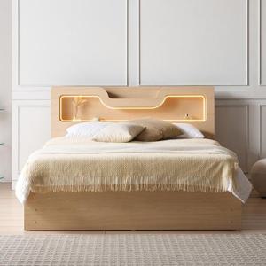 상일리베가구 호텔 플로랑스 LED 수납 침대+독립70T 유로탑 매트리스 세트 K