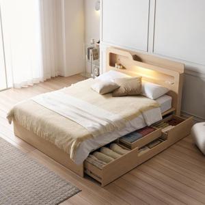 상일리베가구 호텔 플레노 LED 수납 침대+본넬 매트리스 세트 Q