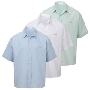 남자 세미 캐주얼 돌핀자수 면 반팔 셔츠 RB-SHH-Q027