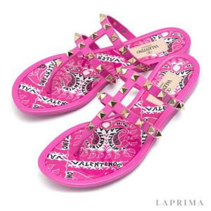 라프리마 발렌티노 여성 락스터드 플립플랍 2W2S0T84-PUW-K6P