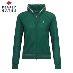 [파리게이츠] 파리게이츠 여성 배색 로고 후드 집업 니트 가디건 521E3SD104_GN