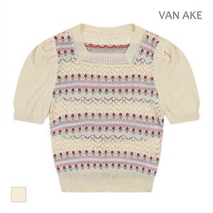 [반에이크][반에이크] 플라워 패턴짜임 반팔 니트_VB38KTM306Z (