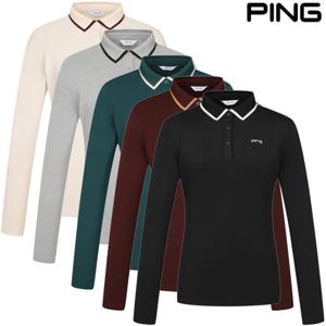 골프양말증정_PBS 여성 카라배색포인트긴팔티 121E3TO052