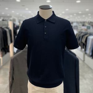 [지오지아]워셔블 코튼 변형조직 카라 니트티_ABF2ET1103_DNV_DG