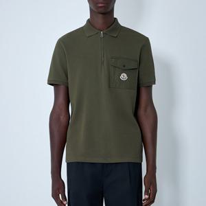 25 FW 몽클레어 로고 패치 나일론 포켓 저지 폴로 셔츠 카키 8A00017 89A16 889
