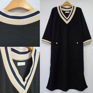 원피스 OPS 빅사이즈 엘리배색브이 반팔 503U148S 여성 505