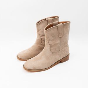 [신난다슈]여성 앵클부츠 3cm 웨스턴 숏 앵글 부츠 발편한 통굽 스웨이드 NF259040 베이지