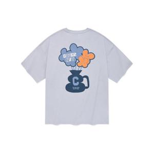 M 커버낫반팔티 CQK CO2402ST16-SB 플라워 베이스 티셔츠 스카이블루