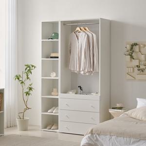 보루네오 마르체 폴라 1200 오픈 선반 서랍 키큰 옷장 세트 BOW567C (착불)