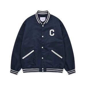 M 커버낫자켓 CQK CO2401JK10-NA C 로고 바시티 자켓 네이비