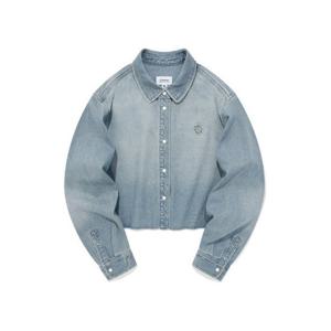 M 커버낫자켓 CQK CO2303SH61-LB 우먼 클로버하트 크롭 데님 셔츠 Light Blue