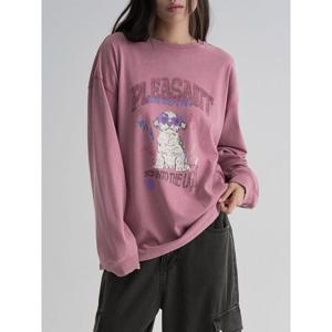 (355841LY1X) [에잇세컨즈] 헤비코튼 가먼트다잉 그래픽 긴소매 티셔츠  핑크