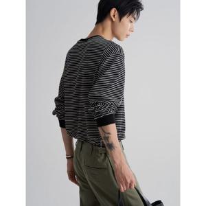 (455841LY45) [에잇세컨즈] 데일리 스트라이프 긴소매 티셔츠  블랙