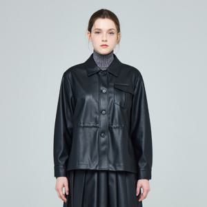 [유닛]페이크 레더 블랙 자켓 UFKWJA364N