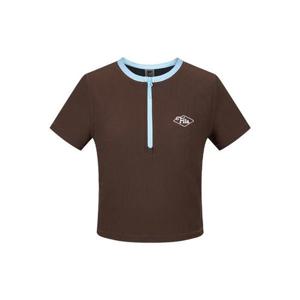 휠라 여성 골지 반집업 반팔 스윔웨어 FS2RTH2454F-BRN