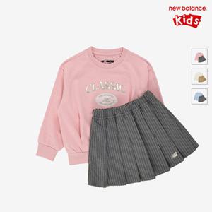 [뉴발란스키즈] NK9YF3804G(25) 핑크 NBgC) 라운드  스트라이프 스커트 셋업