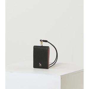 [헤지스ACC] 블랙 가죽 퍼피 배색 목걸이형 카드지갑 HIHO5F603BK