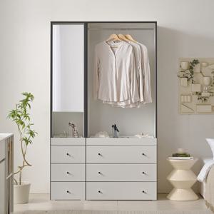 나무뜰 마몽 1200 거울 서랍 키큰 옷장 A세트 OWF154C (착불)