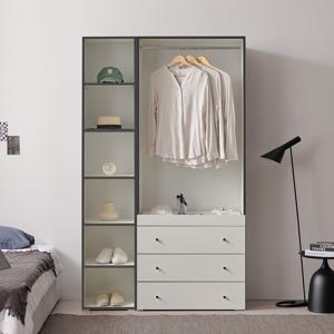 나무뜰 마몽 1200 오픈 선반 서랍 키큰 옷장 세트 OWF152C (착불)