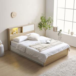 [착불배송]파로마 이즈 가일 LED 3서랍 빅수납침대+40T CL텍스 독립매트 Q