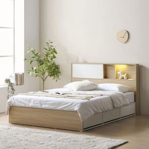 [착불배송]파로마 이즈 가일 LED 3서랍 빅수납침대+55T CL텍스 독립매트 Q