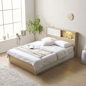 [착불배송]파로마 이즈 가일 LED 3서랍 빅수납침대+독립매트 Q