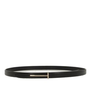 톰포드 블랙 해머드 가죽 슬림 벨트 WB333 LGO033P1N001