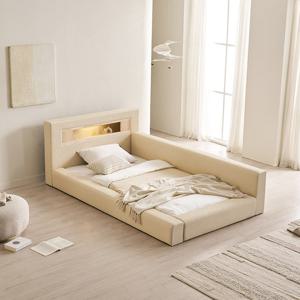 삼익가구 포레티 편백나무 LED조명 밸런스형 가죽 침대(파워 본넬스프링 매트리스-슈퍼싱글)