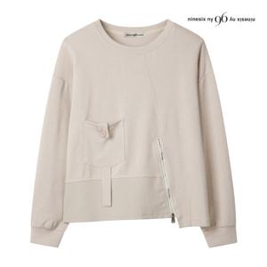 나인식스뉴욕  하프 밑단 골지 지퍼 티셔츠 (NP9TS006M0)