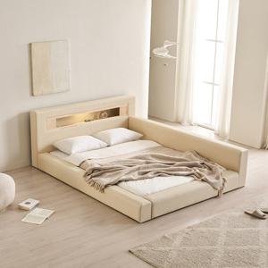 삼익가구 포레티 편백나무 LED조명 밸런스형 가죽 침대(양모 라텍스 7존 독립스프링 매트리스-퀸)