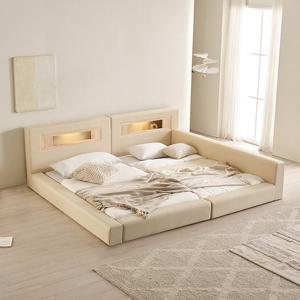 삼익가구 포레티 편백나무 LED조명 밸런스형 가죽 패밀리 침대 SS+SS(파워 본넬스프링 매트리스)