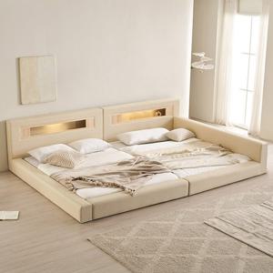 삼익가구 포레티 편백나무 LED조명 밸런스형 가죽 패밀리 침대 Q+Q(파워 본넬스프링 매트리스)