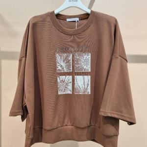 라티움 HC34 국내생산 밑단시보리 5부소매 맨투맨 오버핏티셔츠 T2531Ts15