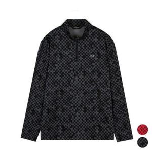 그린조이 HC12 남성 도트 프린트 하프 집업 티셔츠 GM24KL51M(블랙)