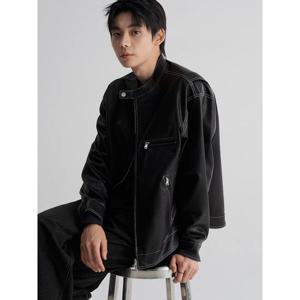 (22593ZEQ15) [에잇세컨즈] 스티치포인트 페이크 레더 카페레이서  블랙