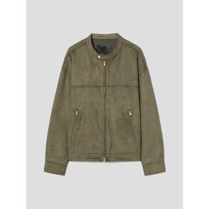 (22593ZEQ2H) [에잇세컨즈] 레이서넥 페이크 스웨이드 블루종  카키