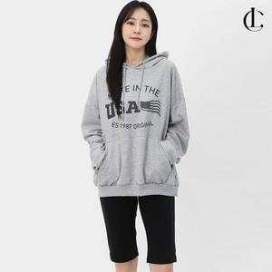 엘케이트 여자 긴팔 후드 티셔츠 오버핏 로고 코튼 후드티 LCR119