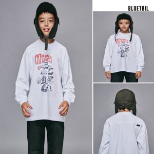 [블루테일]AZH1TS02WT 화이트 가로 절개 긴팔 티셔츠