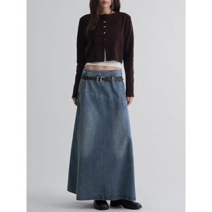 (125927MP1P) [에잇세컨즈] 벨티드 데님 스커트 블루