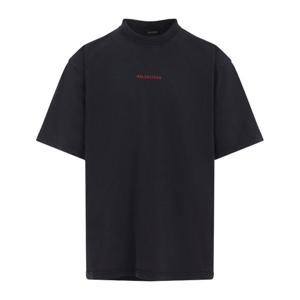 발렌시아가 로고 프린트 크루넥 코튼 티셔츠 764235TTVJ1 8483