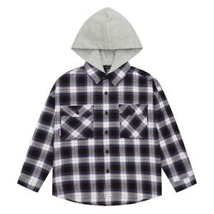 [소이]MARIO여아 후드 탈부착 아웃포켓 체크 셔츠 21W5382_BK