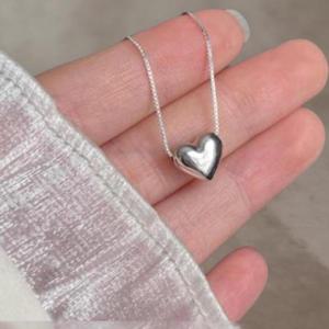 여성용 미니 하트 스네이크 체인 실버 목걸이