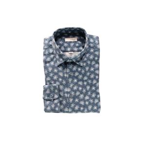 [에스티듀퐁(셔츠)]블루 기모코듀로이 플라워패턴 캐쥬얼남방 SE5FM21LS326SBU