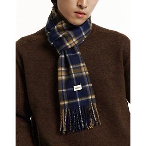 [헤지스]HJMU5F221N2_남성 네이비 체크 캐시미어 머플러