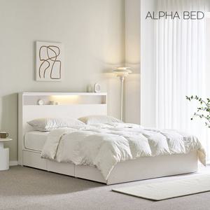 알파침대 리즈 LED 1단 수납 침대프레임 SS