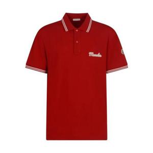 25 FW 몽클레어 체스트 로고 패치 쇼트슬리브 폴로셔츠 레드 K20918A0000589B3G