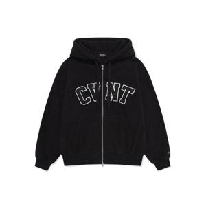 커버낫후드집업 CQK CO2403JK18-BK CVNT 플리스 오버핏 후디 집업 블랙